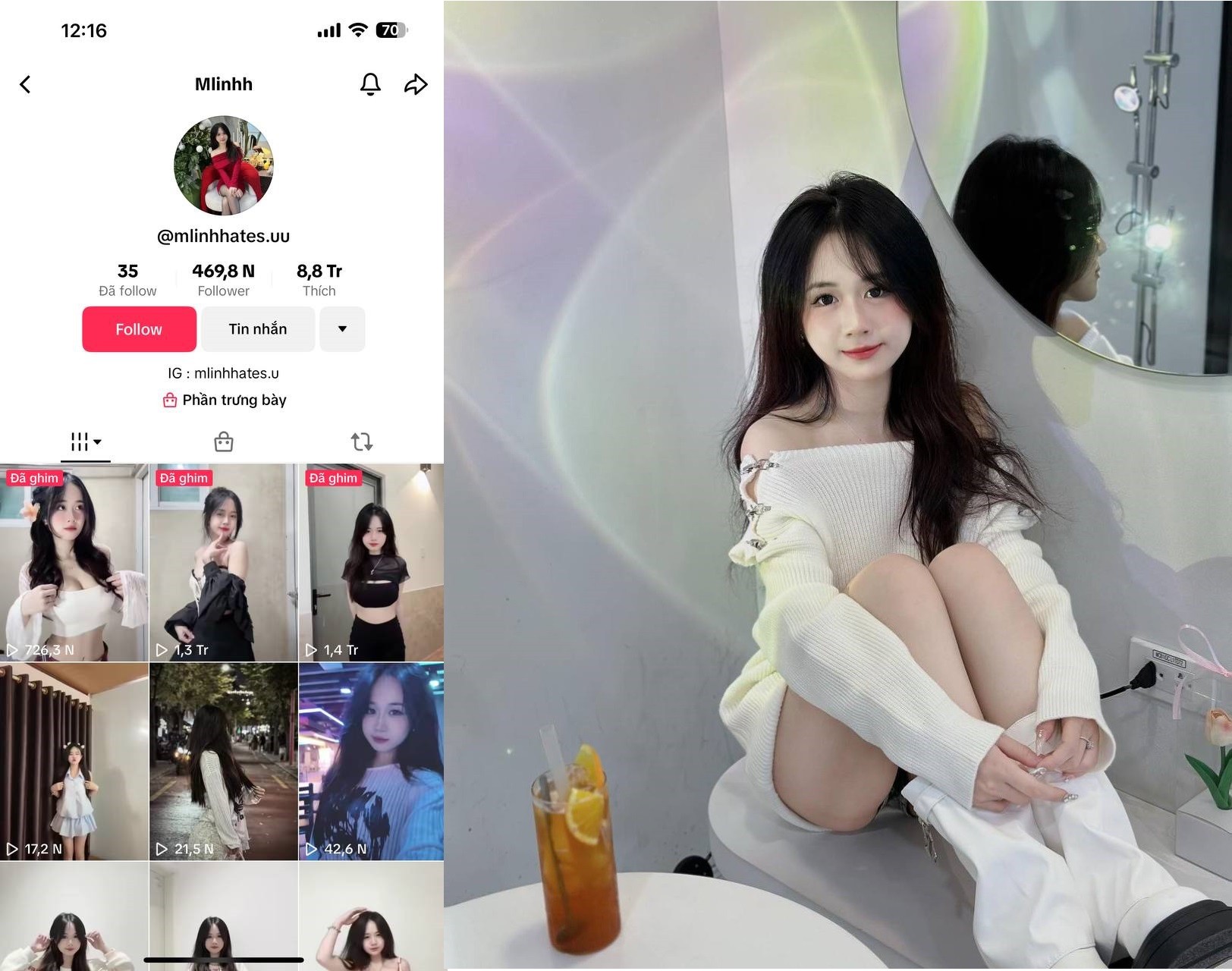 Tiktoker Mlinhh phịch nhau với trai lộ clip sex